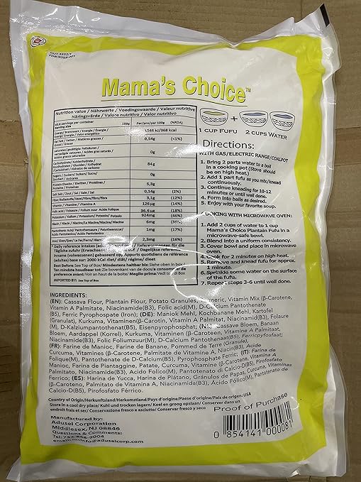 Mama’s Choice plantain Fufu Mix 144oz